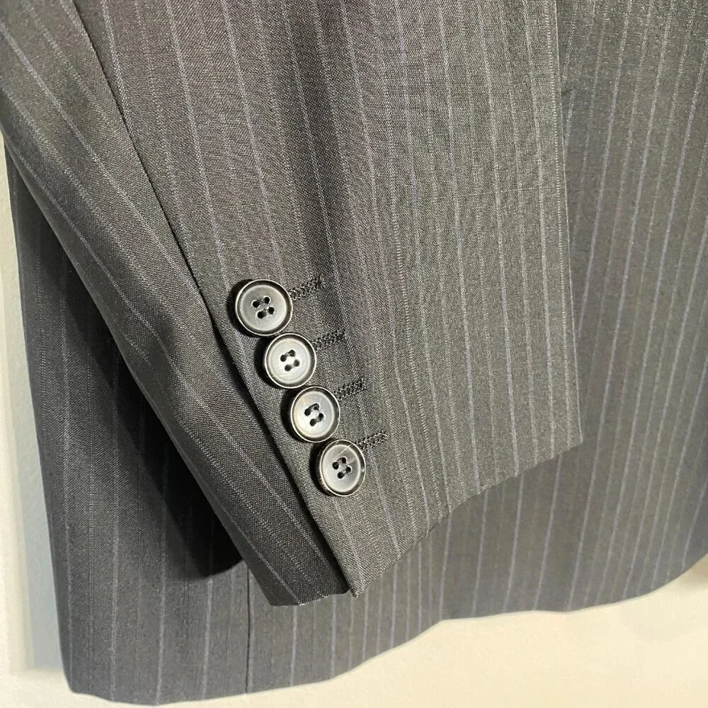 Boss Hugo Boss Pinstripe Wool Sport Coat Dinner Jacket Blazer Men's 44R Black